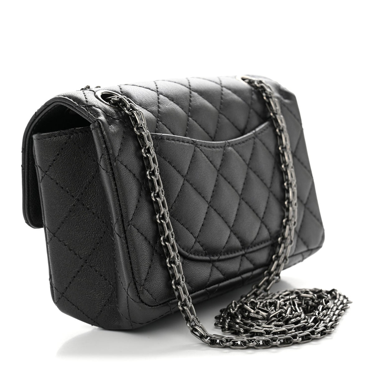 Mini Quilted Sheepskin Flap Shoulder Bag - Grey