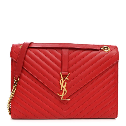 Large Calfskin Satchel Bag - Red