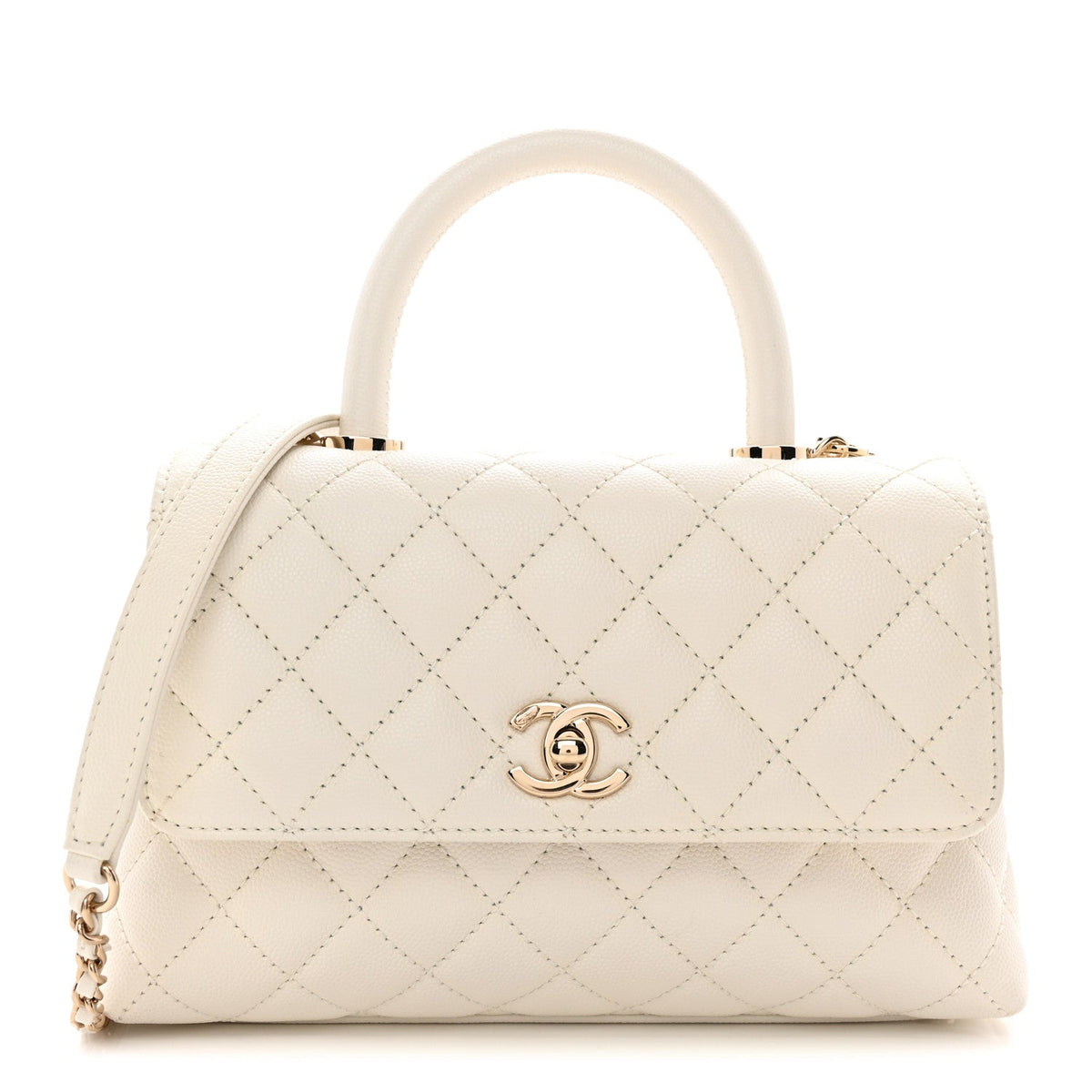 Mini Quilted Caviar Flap Shoulder Bag - White