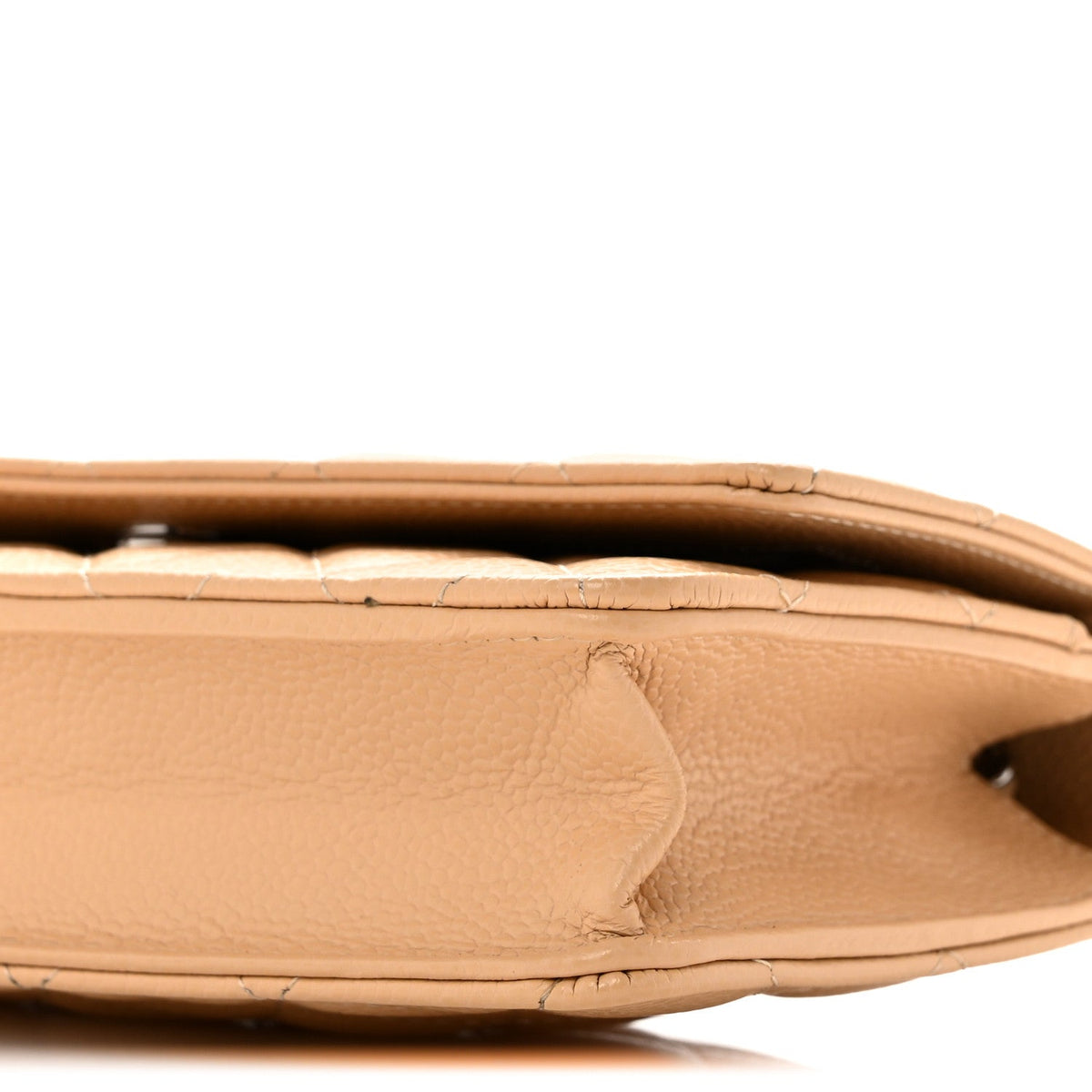 Quilted Caviar Wallet Bag - Beige