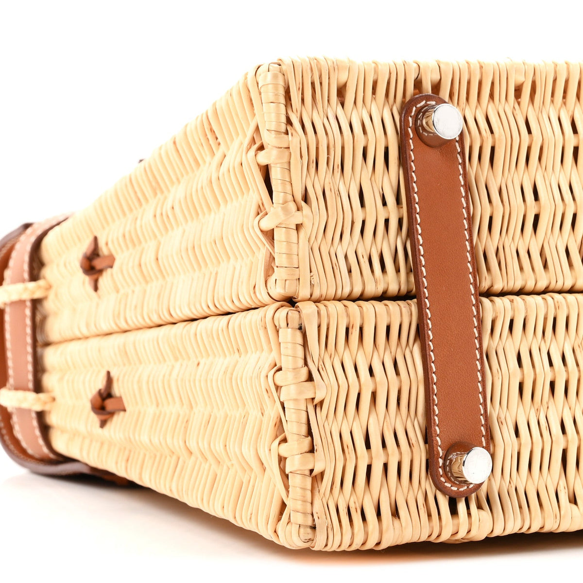 Wicker Barenia Picnic Kelly 35 Naturel F Handbag