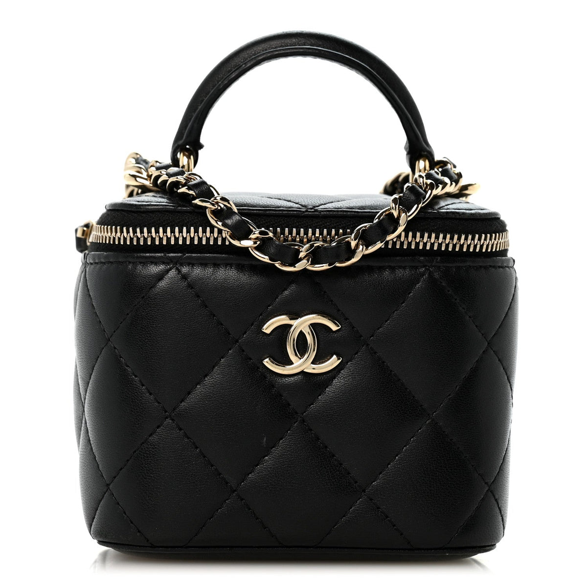 Mini Quilted Lambskin Handbag - Black