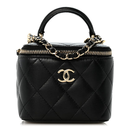 Mini Quilted Lambskin Handbag - Black