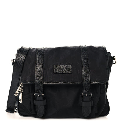 Nylon Flap Shoulder Bag - Black