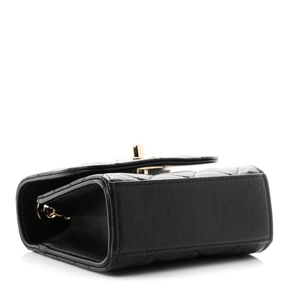 Mini Quilted Lambskin Wallet Bag - Black