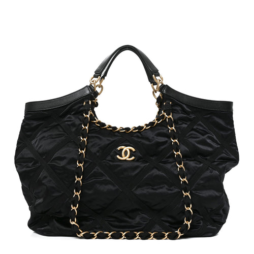 Quilted Nylon Tote Bag - Black