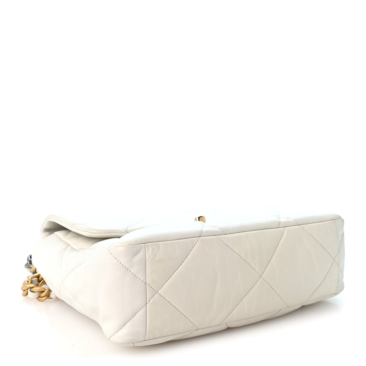 Large Quilted Goatskin Flap Shoulder Bag - White
