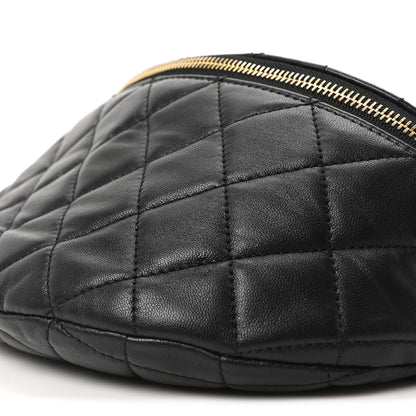 Quilted Lambskin Belt Bag - Black