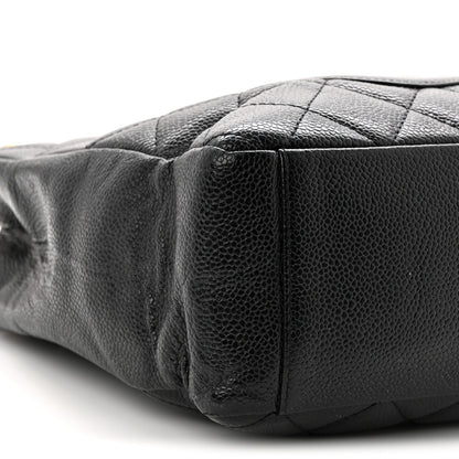 Quilted Caviar Tote Bag - Black