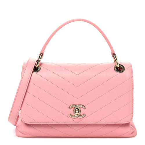 Small Calfskin Flap Shoulder Bag - Pink