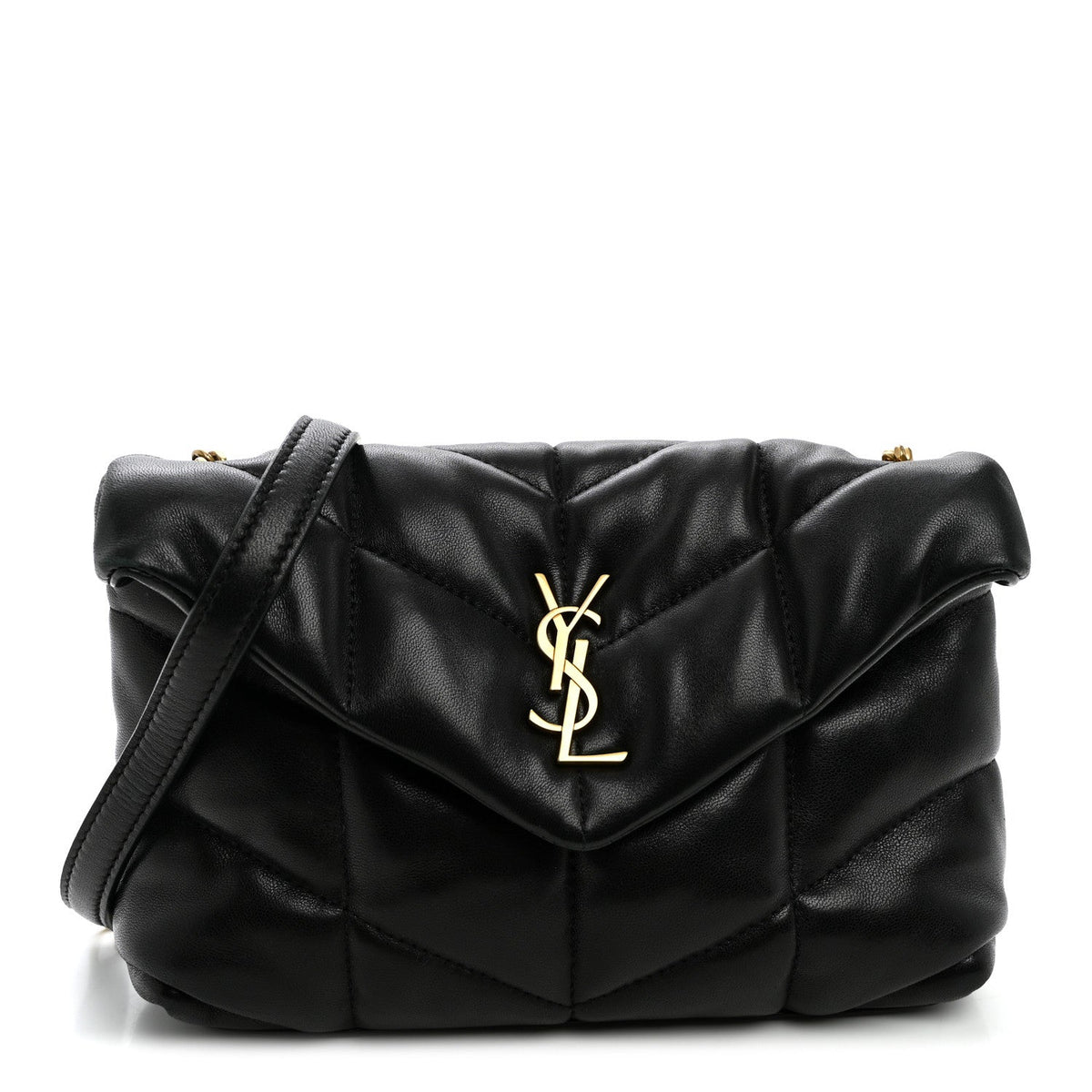 Quilted Lambskin Satchel Bag - Black