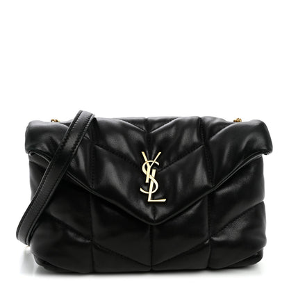 Quilted Lambskin Satchel Bag - Black