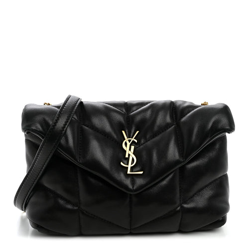 Quilted Lambskin Satchel Bag - Black