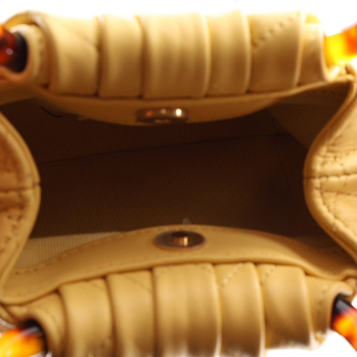 Mini Quilted Lambskin Pouch - Yellow