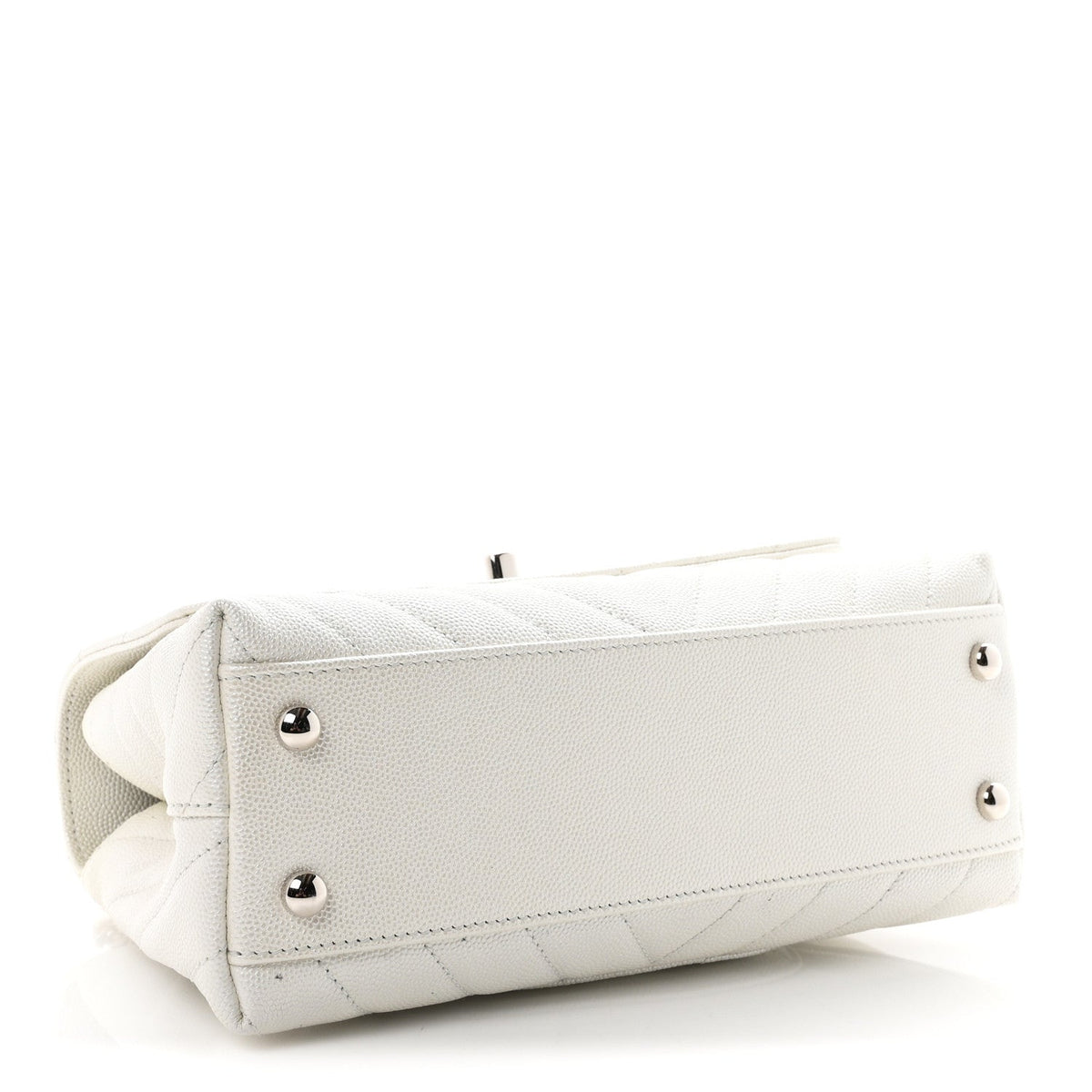 Mini Quilted Caviar Flap Shoulder Bag - White