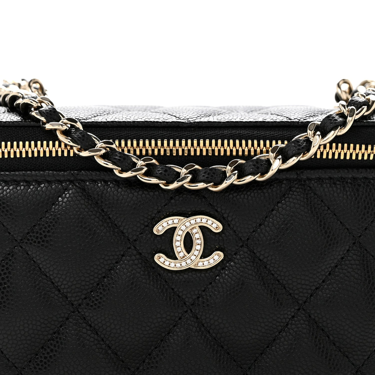 Quilted Caviar Handbag - Black