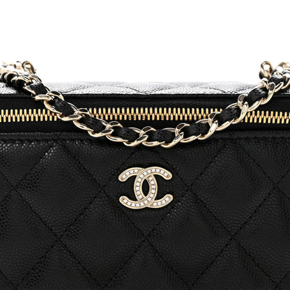 Quilted Caviar Handbag - Black