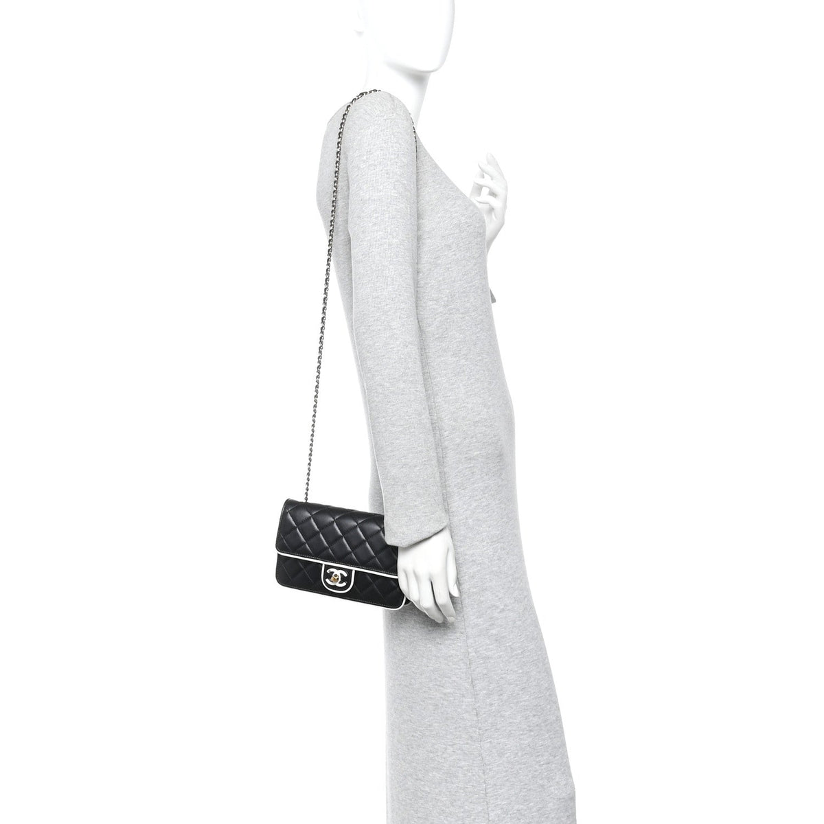 Mini Quilted Lambskin Flap Shoulder Bag - Black