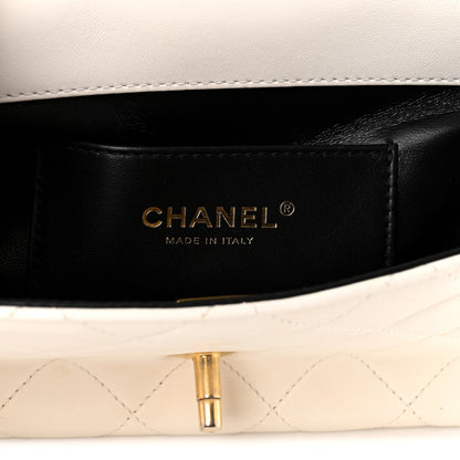 Mini Quilted Lambskin Flap Shoulder Bag - White