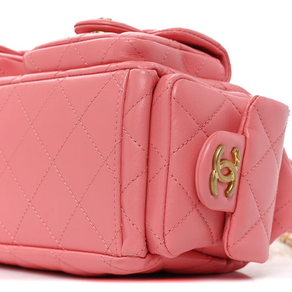 Quilted Lambskin Hobo Bag - Pink