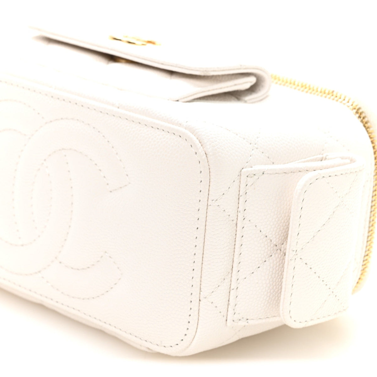 Quilted Caviar Handbag - White
