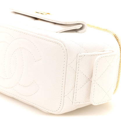 Quilted Caviar Handbag - White