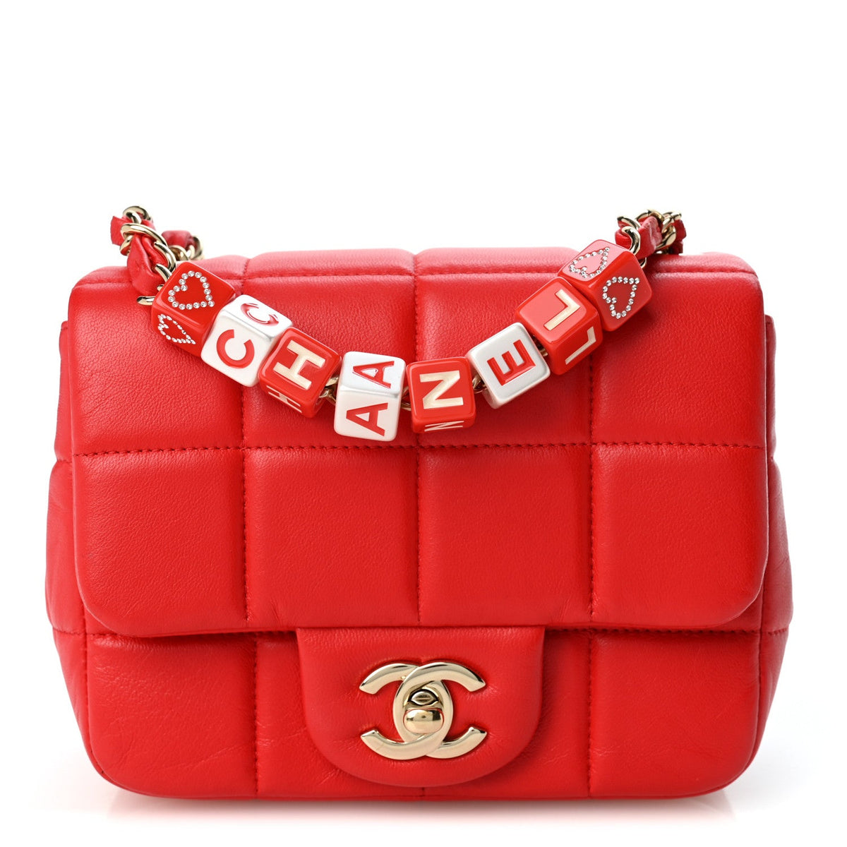 Mini Quilted Lambskin Flap Shoulder Bag - Red