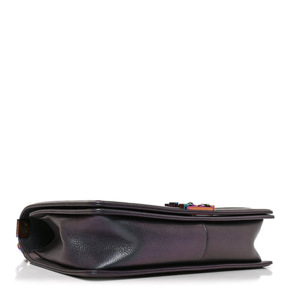 Medium Quilted Goatskin Flap Shoulder Bag - Purple