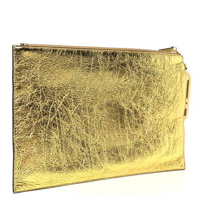 Large Lambskin Pouch - Gold