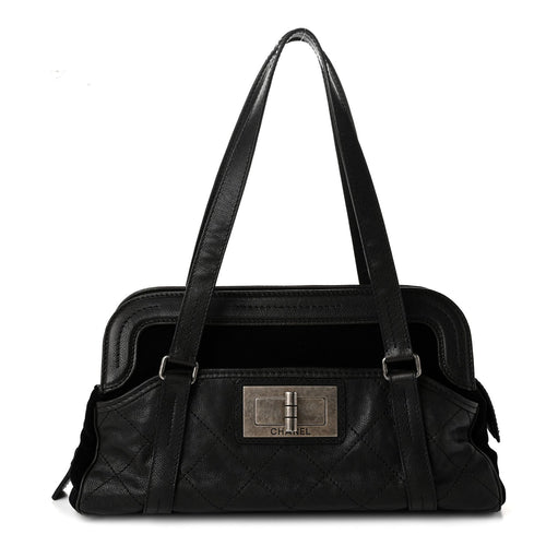 Large Quilted Calfskin Tote Bag - Black