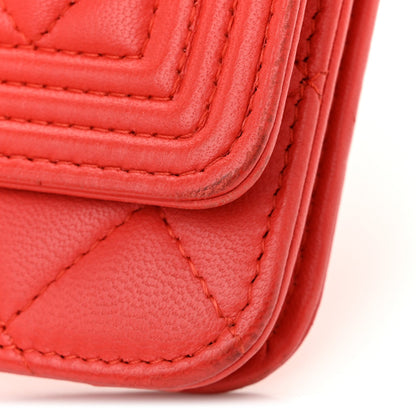 Quilted Lambskin Wallet Bag - Red