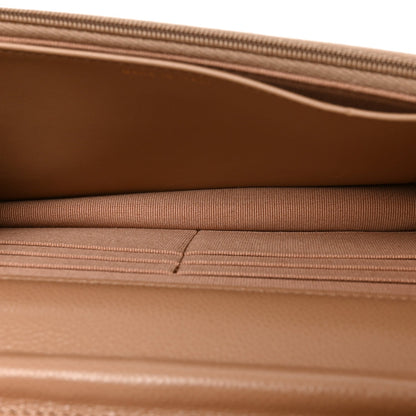 Quilted Caviar Wallet Bag - Beige