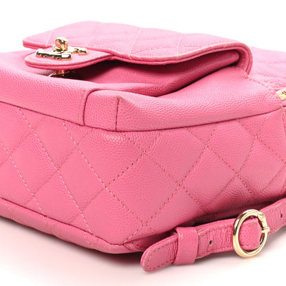 Small Quilted Caviar Backpack - Pink