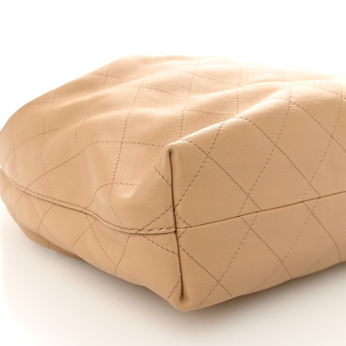 Small Quilted Calfskin Hobo Bag - Beige