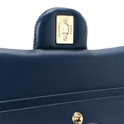 Medium Quilted Flap Shoulder Bag - Blue