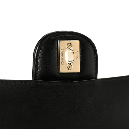 Medium Quilted Lambskin Flap Shoulder Bag - Black