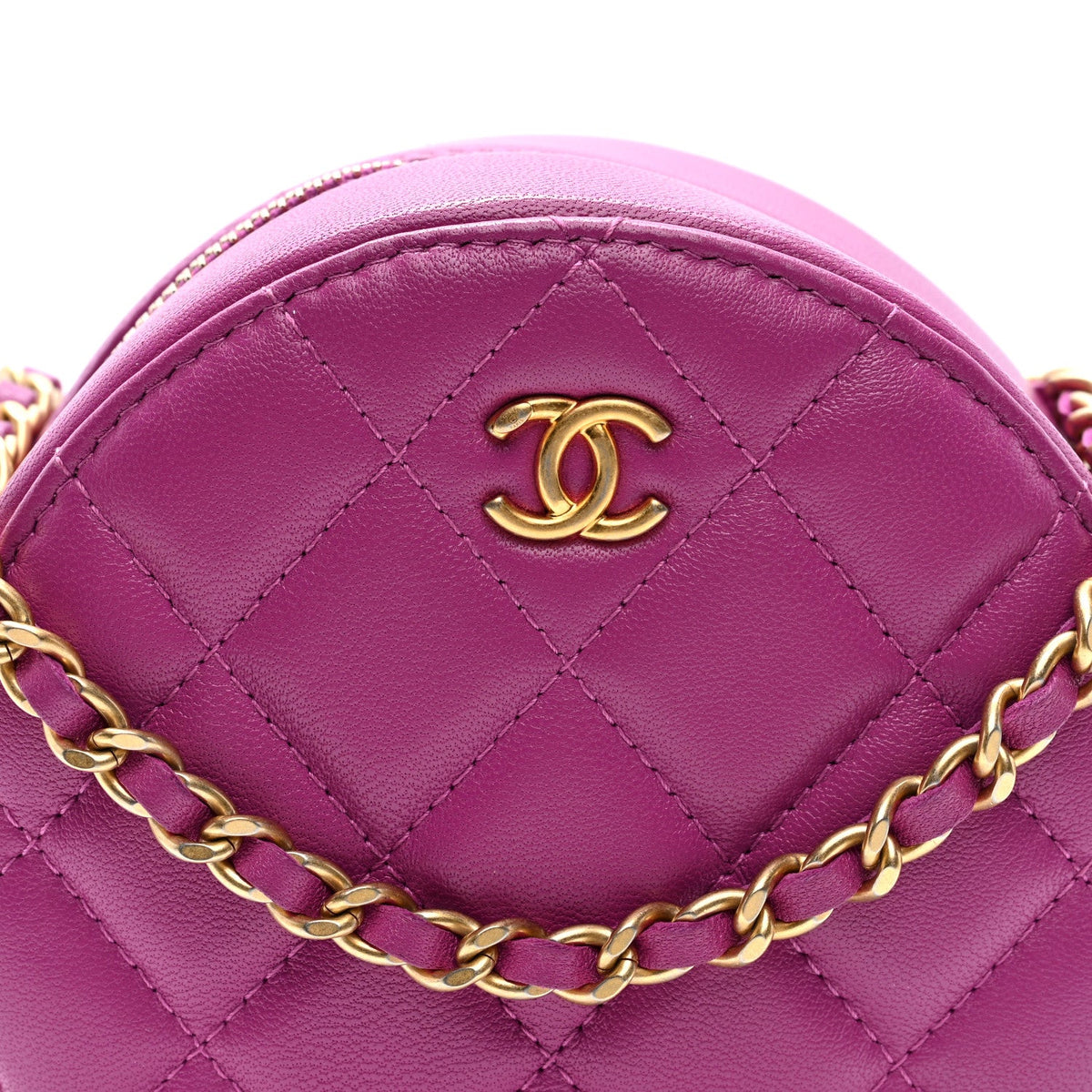 Quilted Lambskin Clutch Bag - Purple