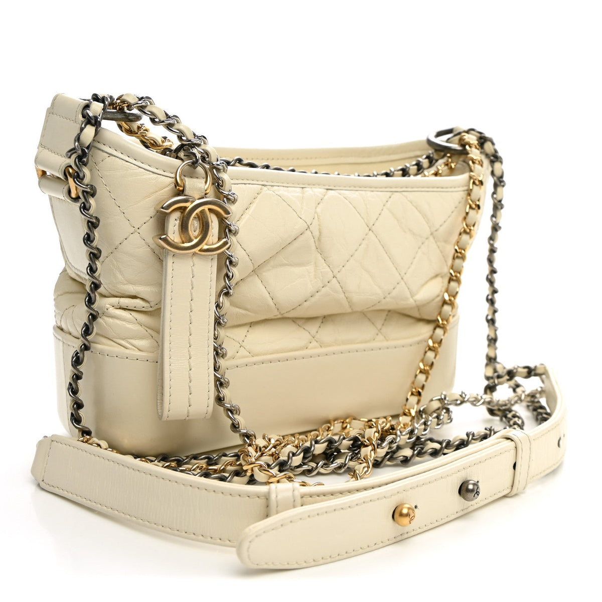 Small Quilted Calfskin Hobo Bag - White