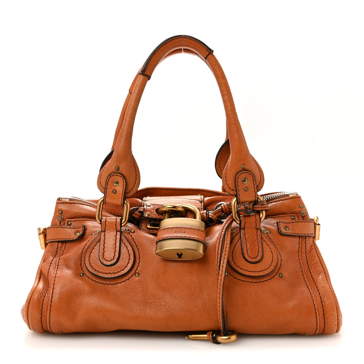 Medium Calfskin Satchel Bag - Brown