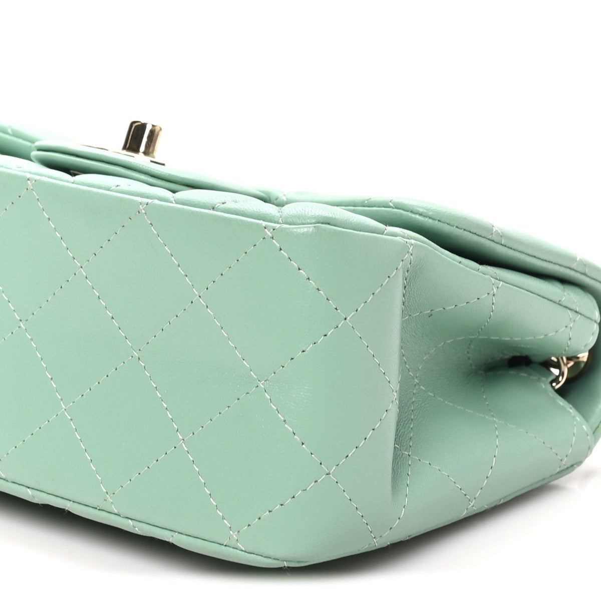 Mini Quilted Lambskin Flap Shoulder Bag - Light Green