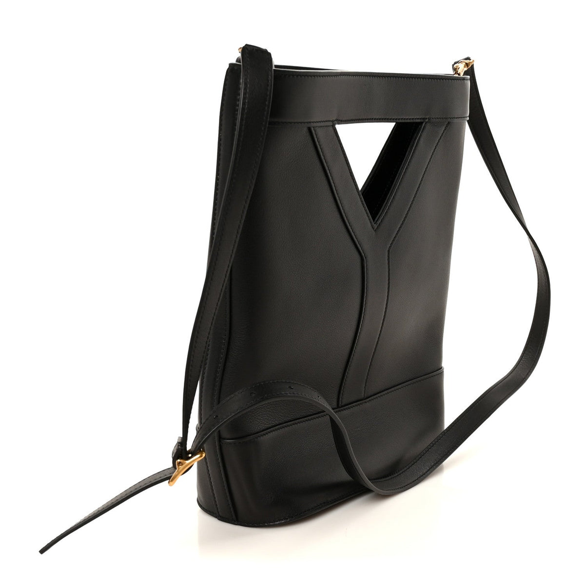 Small Calfskin Bucket Bag - Black