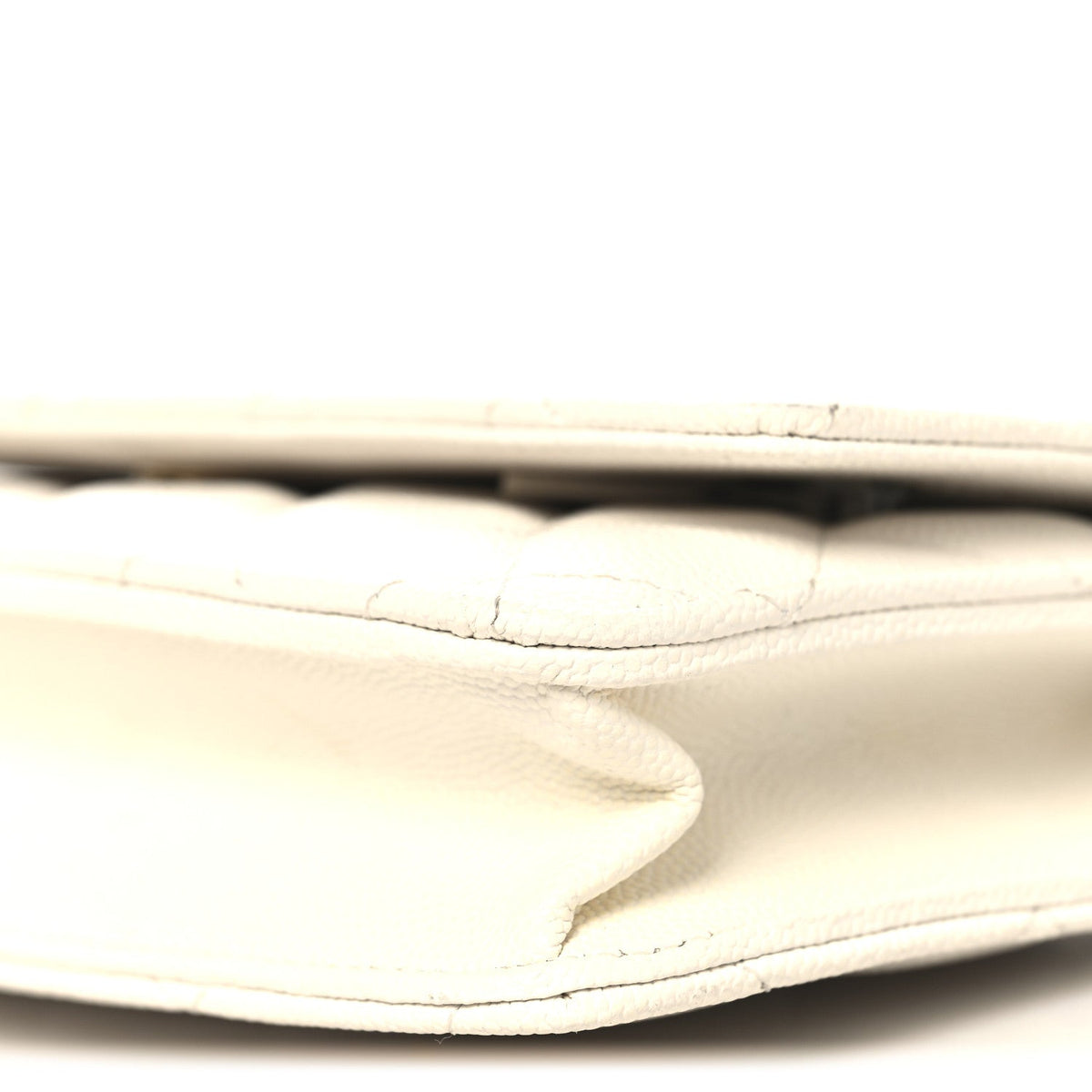 Quilted Caviar Flap Shoulder Bag - White
