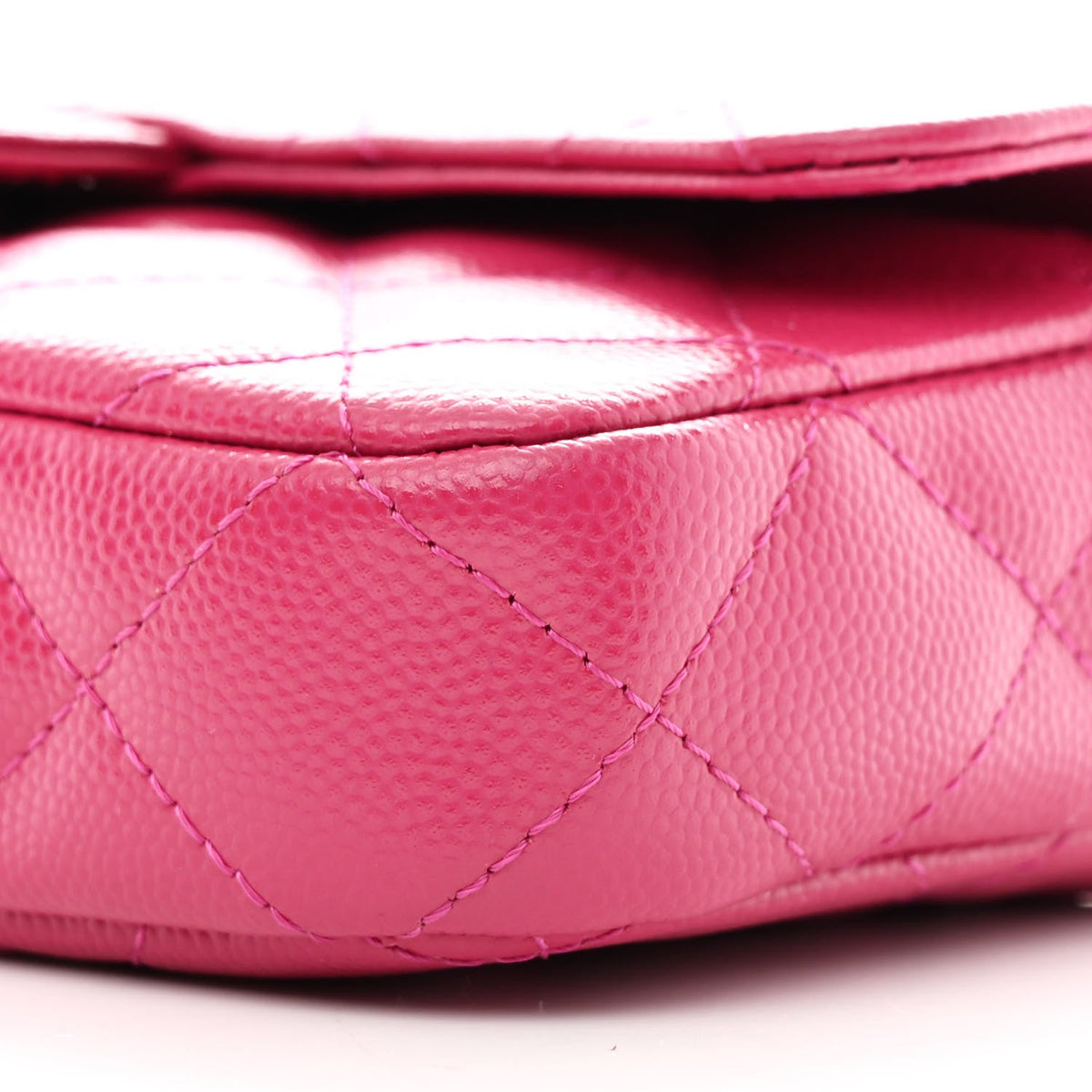 Quilted Caviar Flap Shoulder Bag - Pink