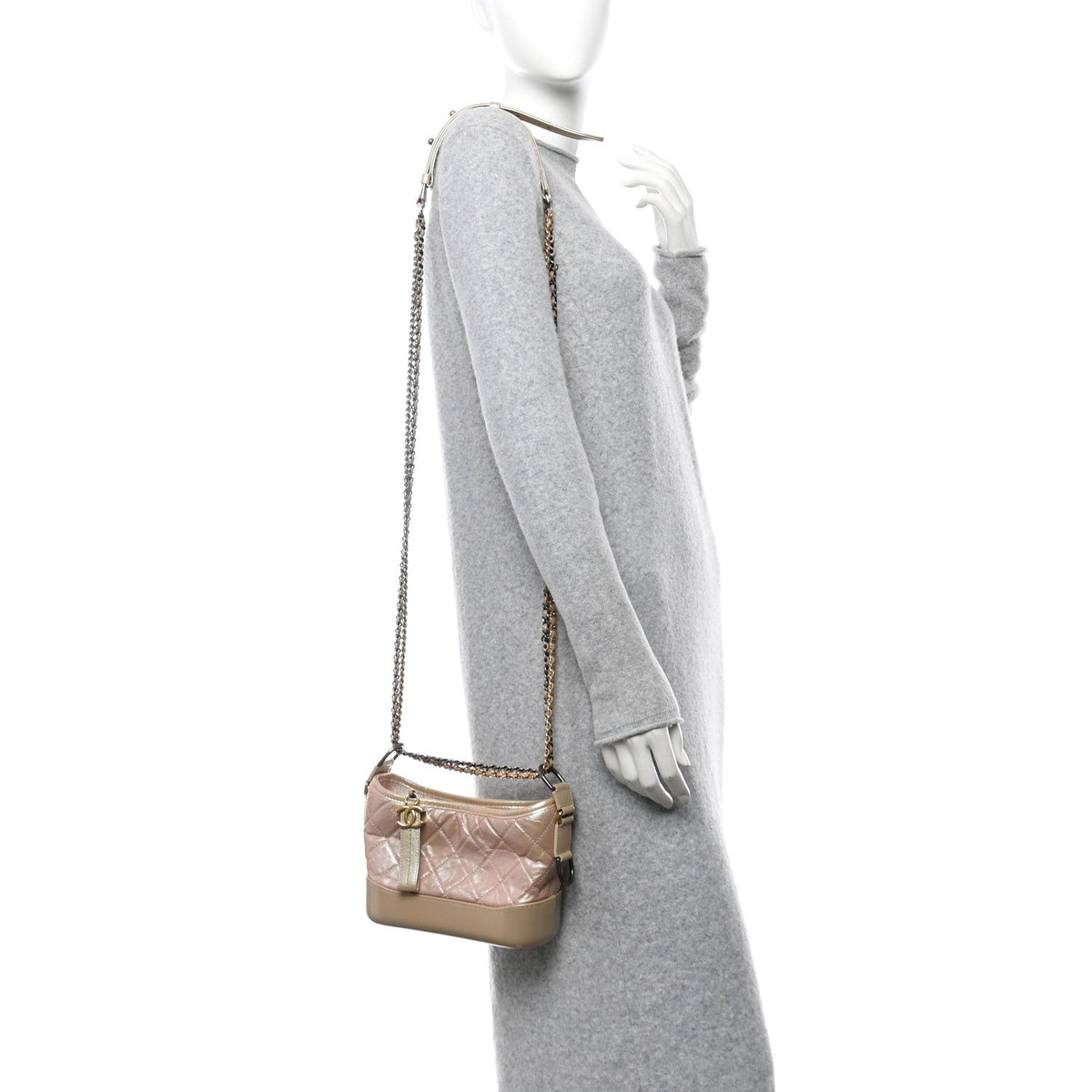 Small Quilted Calfskin Hobo Bag - Pink