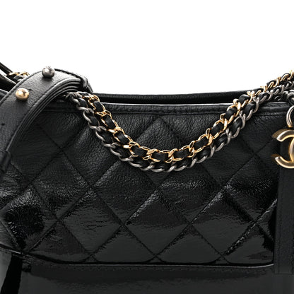 Small Quilted Goatskin Hobo Bag - Black