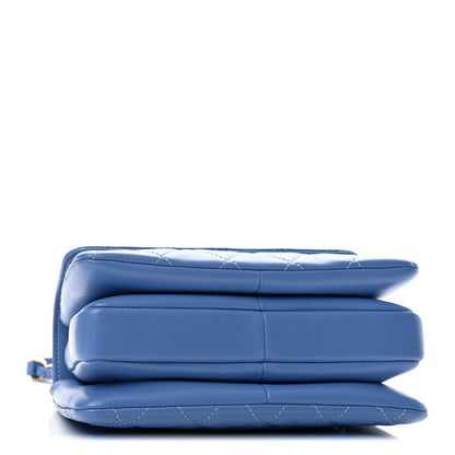 Mini Quilted Lambskin Flap Shoulder Bag - Light Blue