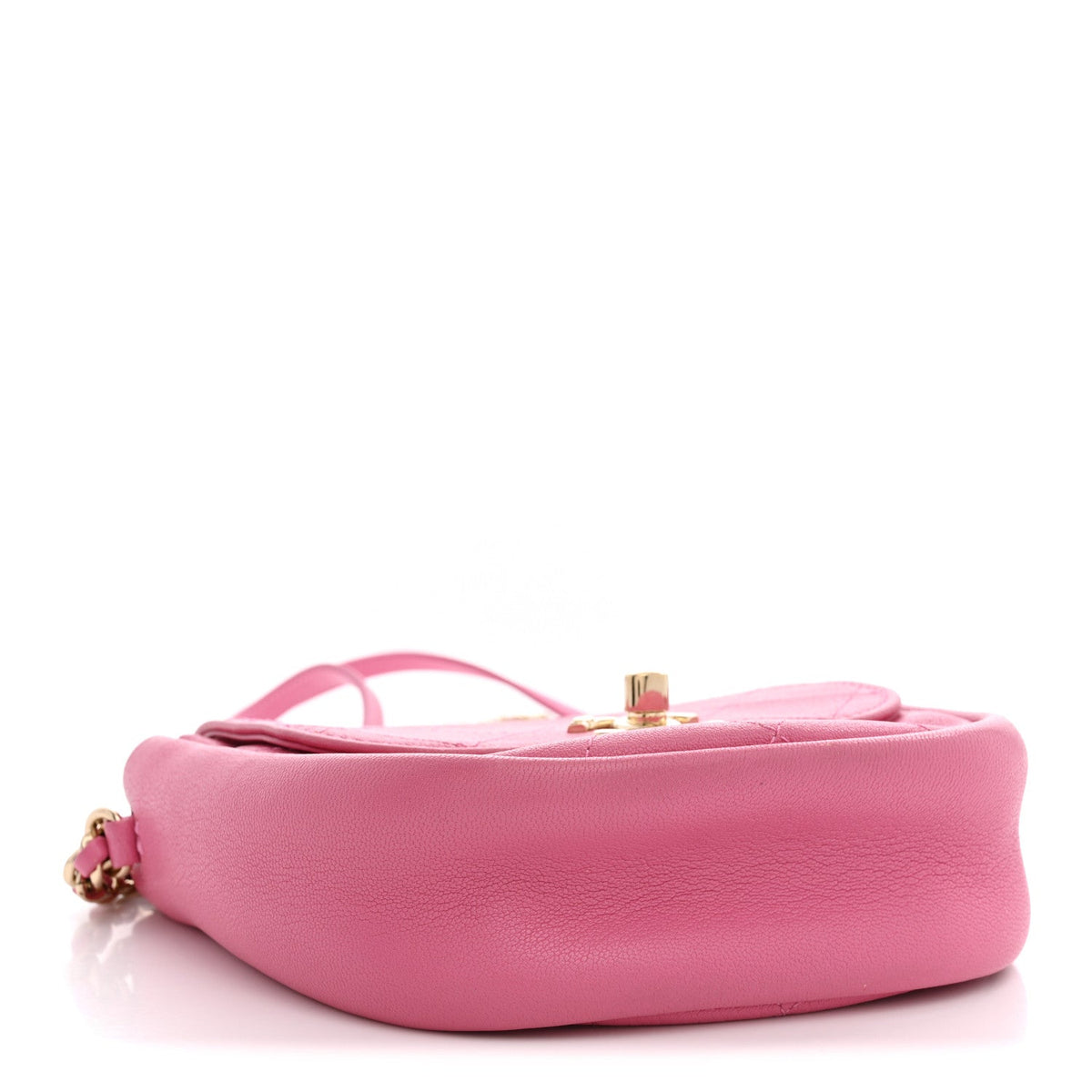 Goatskin Flap Shoulder Bag - Pink