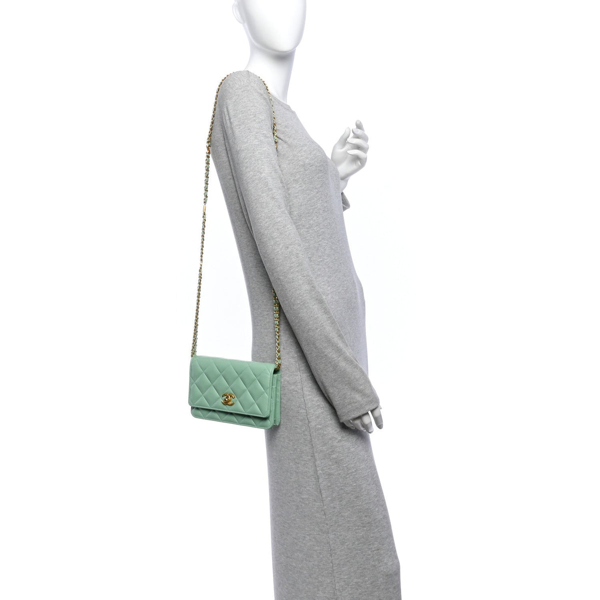 Quilted Lambskin Wallet Bag - Green