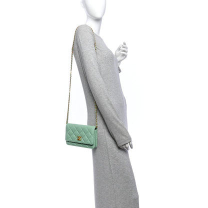 Quilted Lambskin Wallet Bag - Green