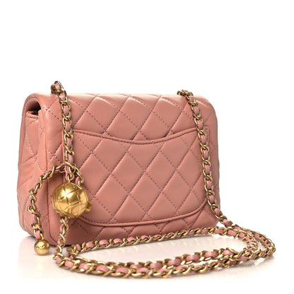 Mini Quilted Lambskin Flap Shoulder Bag - Pink